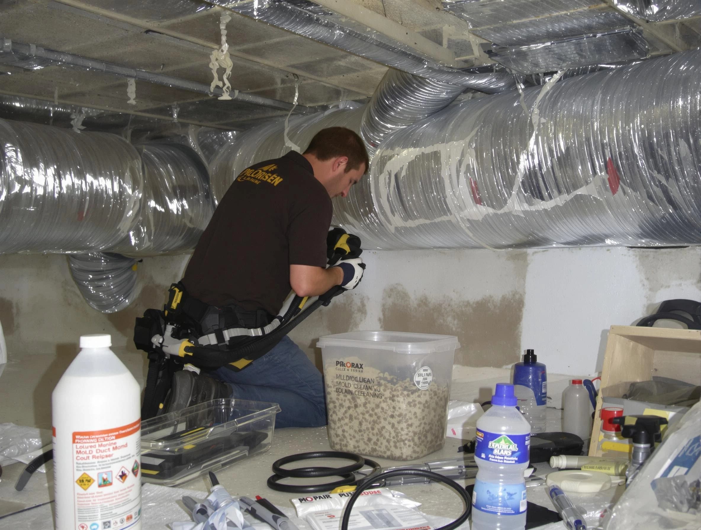 Snyderville Air Duct Cleaning specialist performing professional mold removal from air ducts in Snyderville