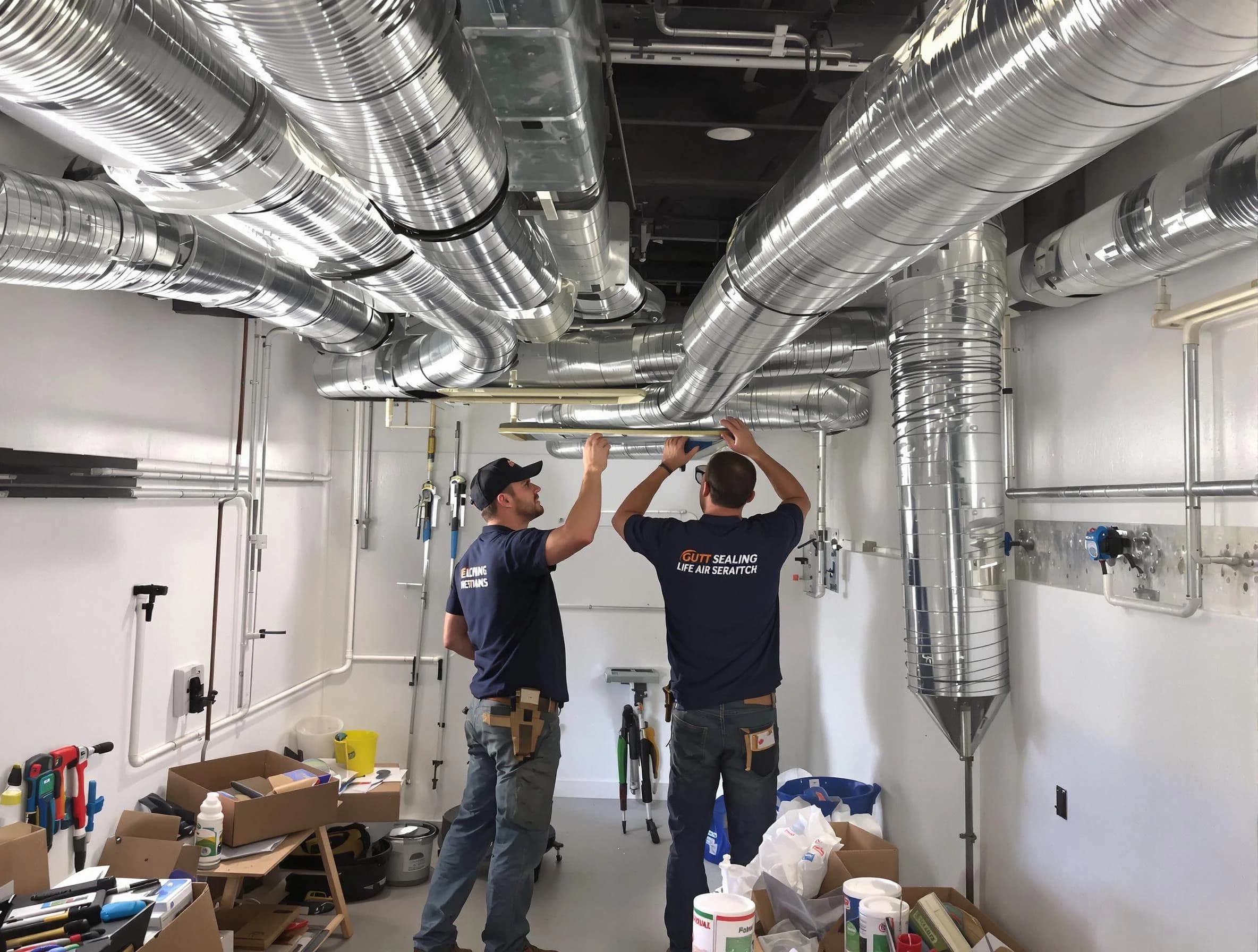 Snyderville Air Duct Cleaning technician applying professional duct sealing solutions in Snyderville